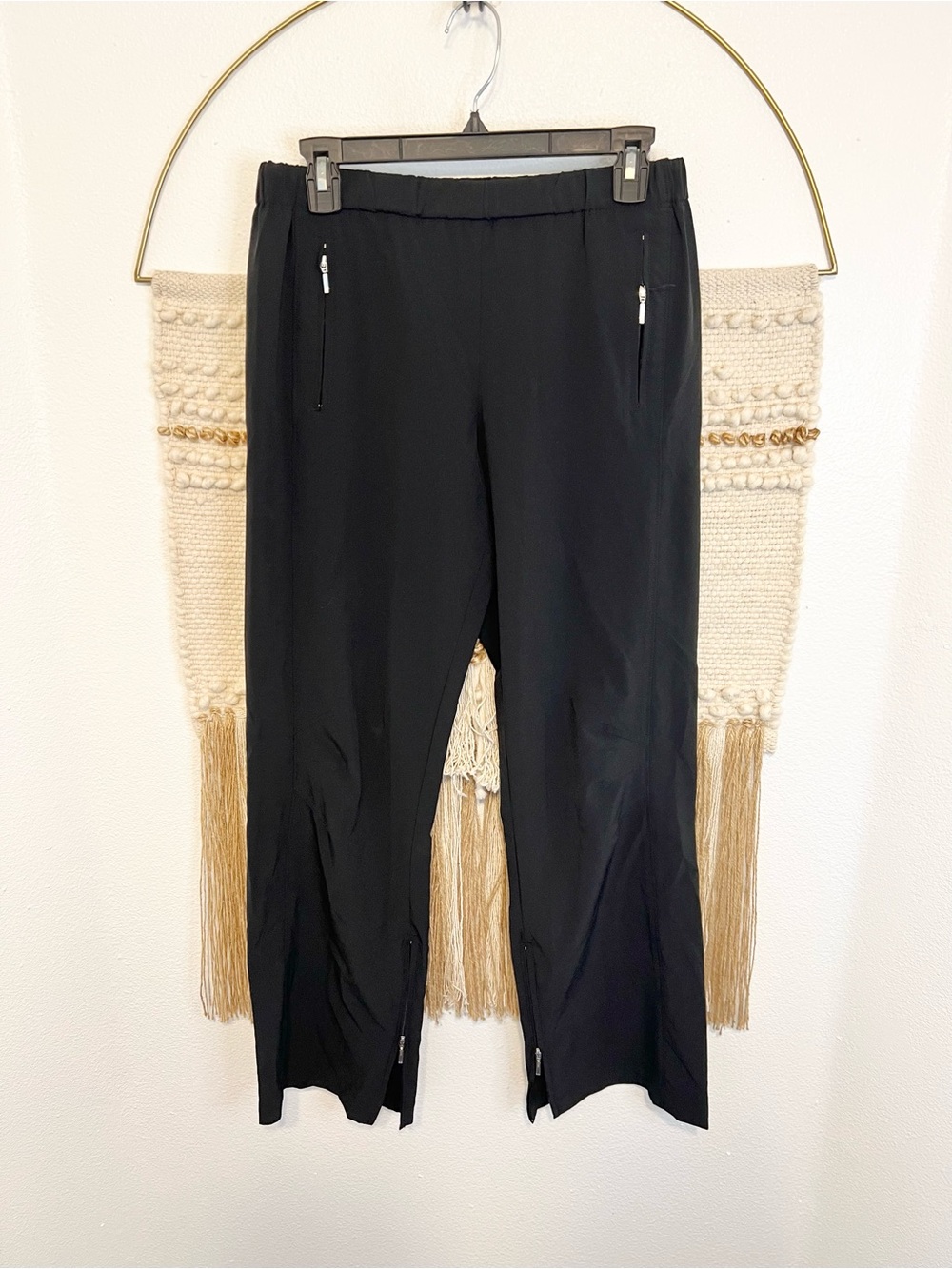 Lucy Active Baggy Black Women's Pull-On Zip Ankle Pants XS Short